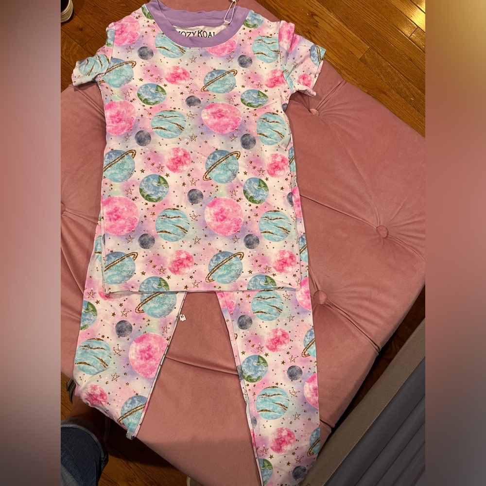 Kozy Koala 4T pink space pajamas short sleeve long pant